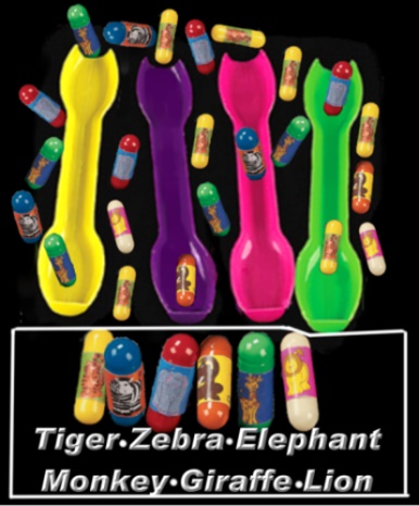 Jumping Bean Spoons W/ Zoo ANIMAL Jumping Beans